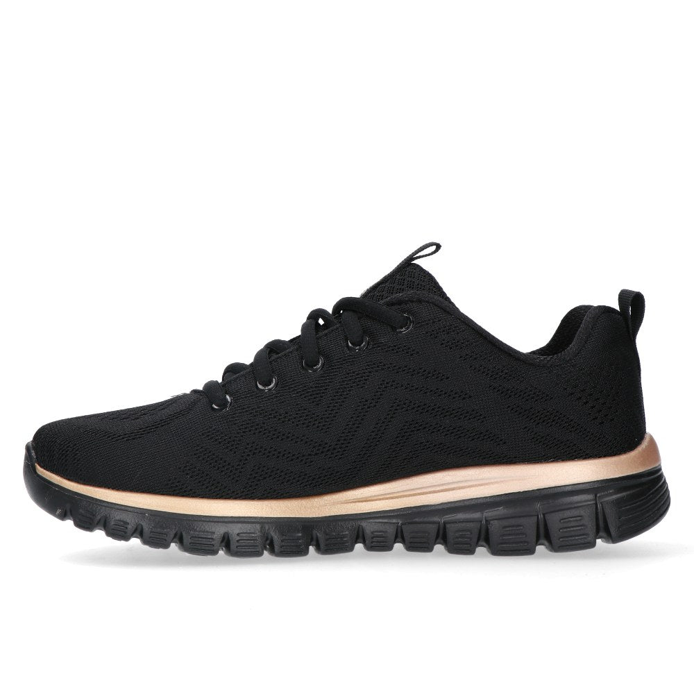 SKECHERS PRETO COM DOURADO