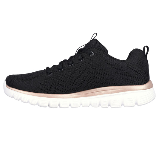 SKECHERS PRETA COM DOURADO