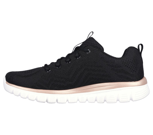 SKECHERS PRETA COM DOURADO