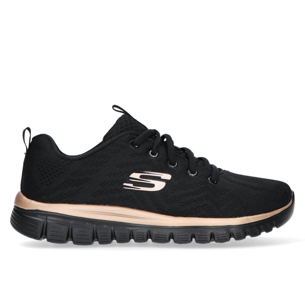 SKECHERS PRETO COM DOURADO