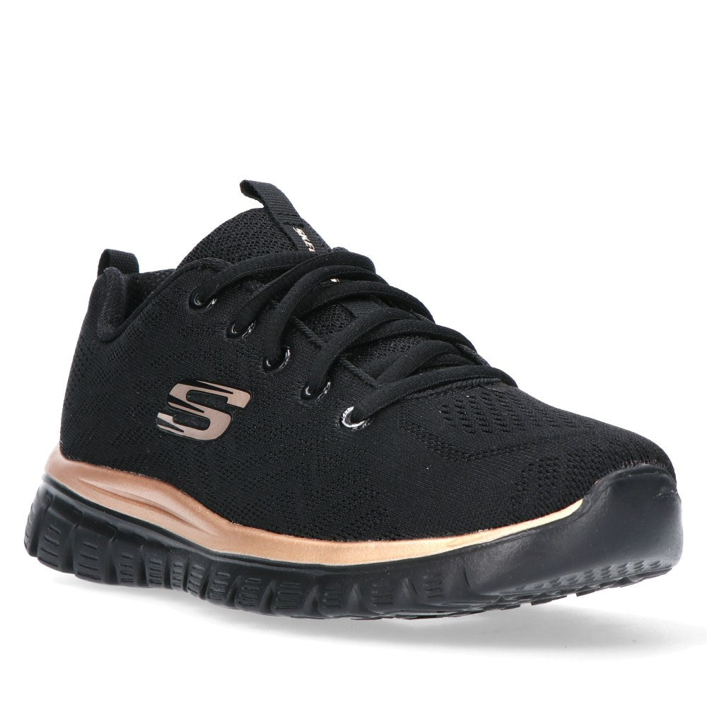 SKECHERS PRETO COM DOURADO