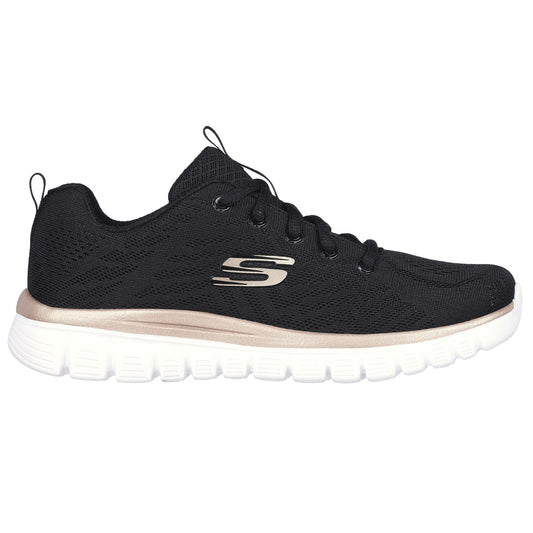 SKECHERS PRETA COM DOURADO